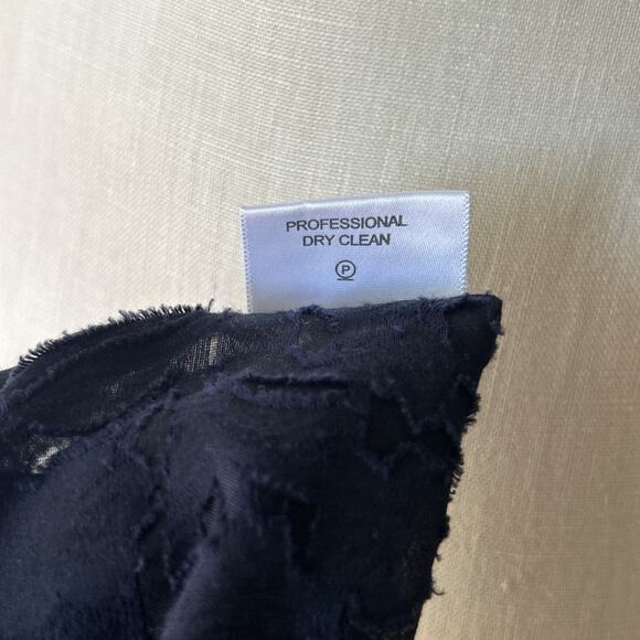 Tory Burch Silk Top Women Size 4 Floral Black Navy Tank Semi Sheer Chiffon - Picture 7 of 11